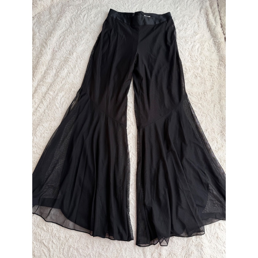 Cache Vintage Y2K 90s Black Mesh Flare Pants High Waisted Bell Bottom Trousers 4 - Picture 12 of 15